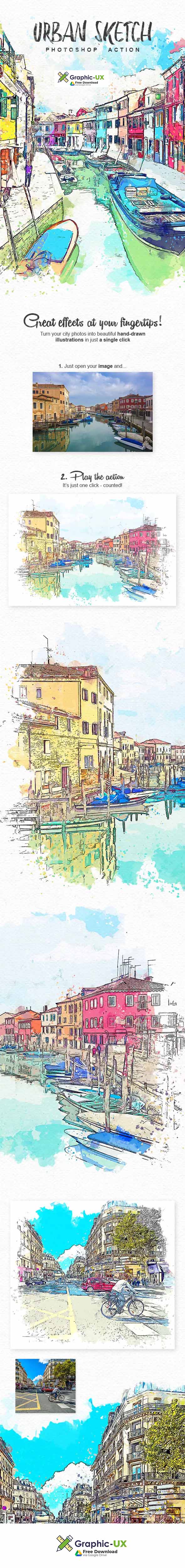 urban sketch photoshop action free download