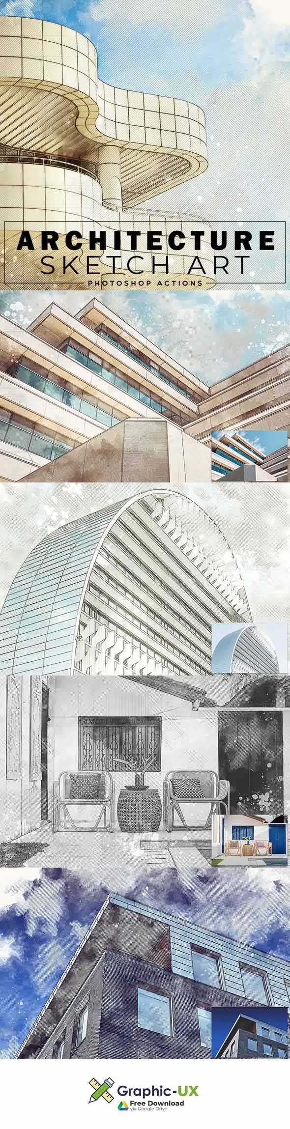 architecture sketch art photoshop action free download