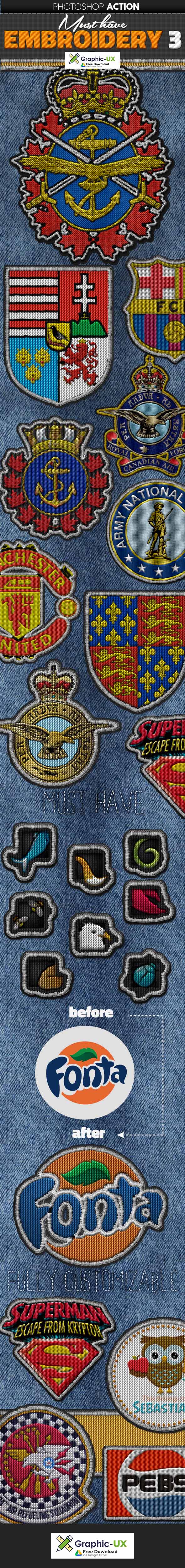 Embroidered Logo Badge Photoshop Action 
