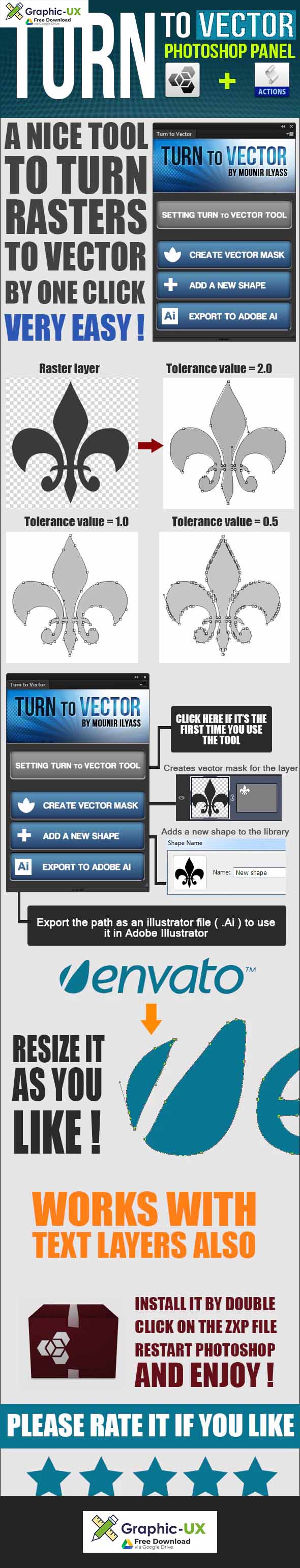 Turn To Vector Photoshop Panel + Actions
