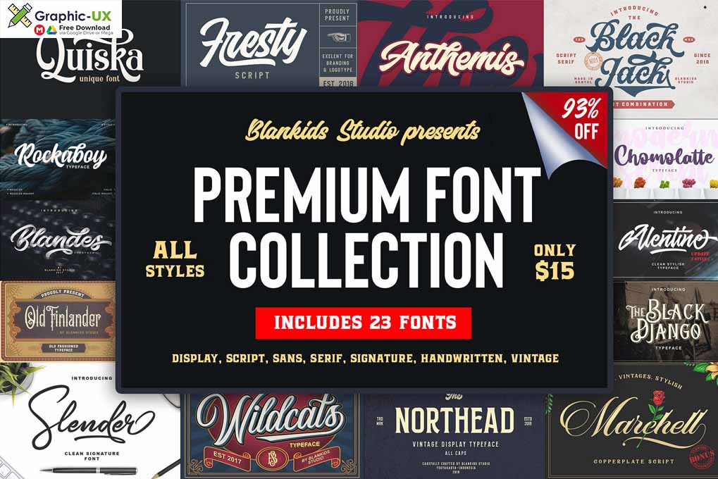 MightyDeals 23 Premium Fonts from Blankids Studio 