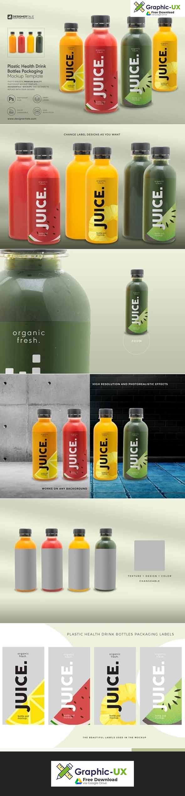 Health Drink Bottles Mockup