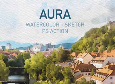 AURA | Watercolor Sketch Photoshop Action