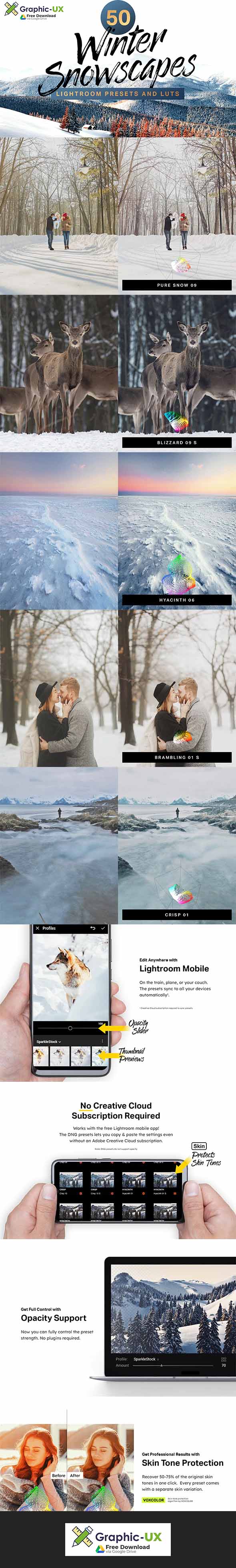 50 Winter Snowscape Lightroom Presets and LUTs